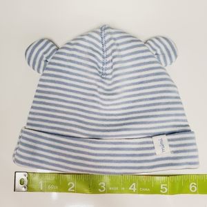 H&M Mimi Baby Striped Cap Organic Cotton Blue White with Ears 0-1 Months